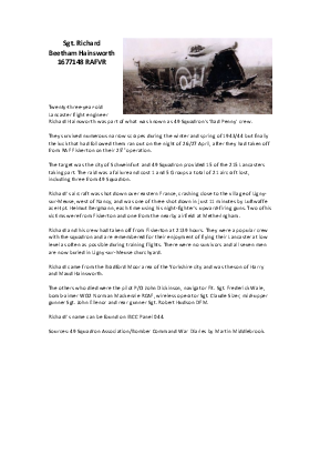 A preview of a PDF biography for Hainsworth, Richard Beetham